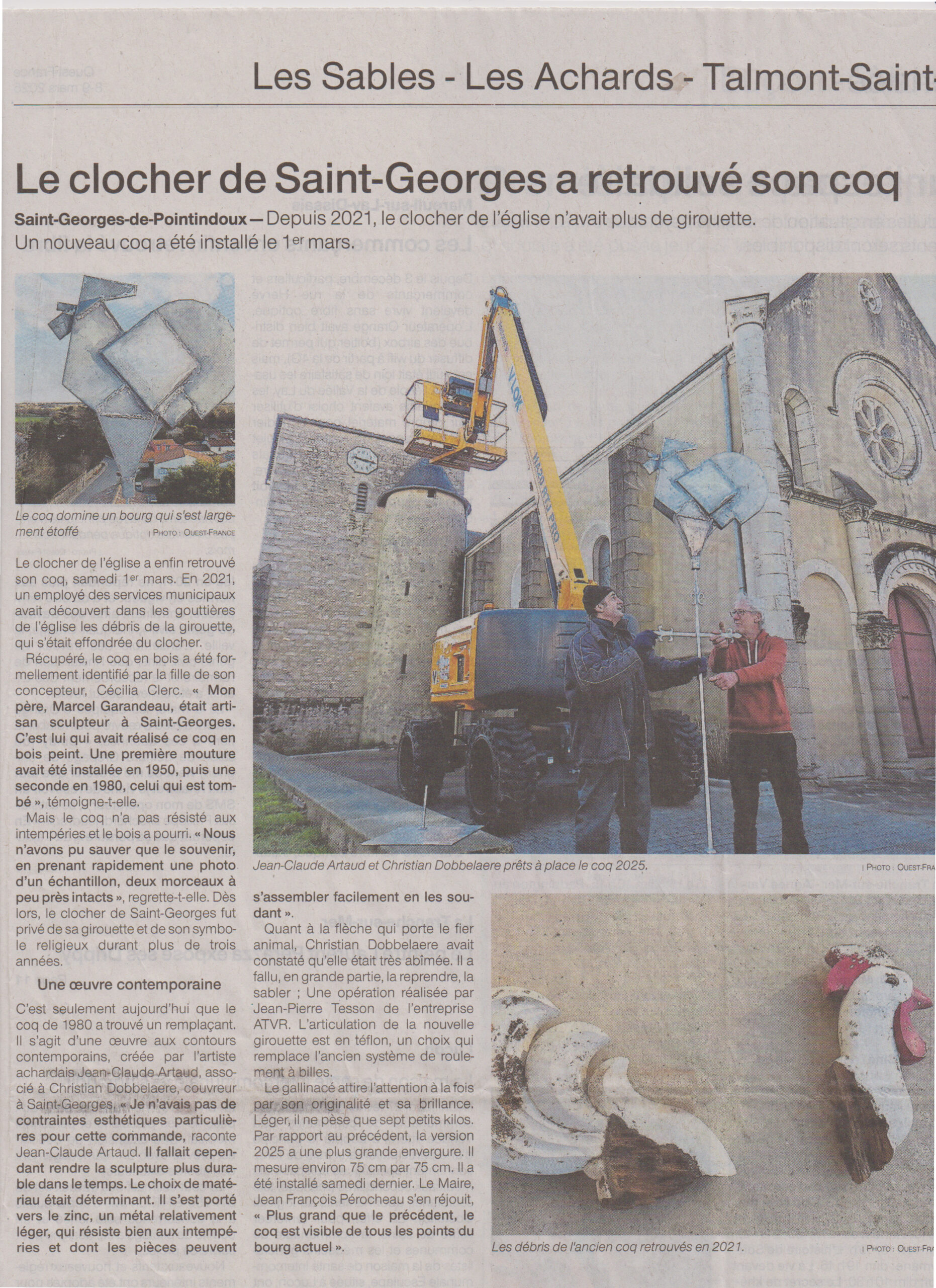 photo de l'article de christian dobbelaere créateur zingueur dans le journal ouest france