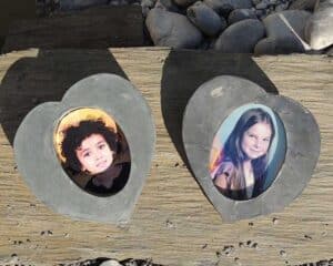 cadres photo en forme de coeur, fait à la main en zinc patiné